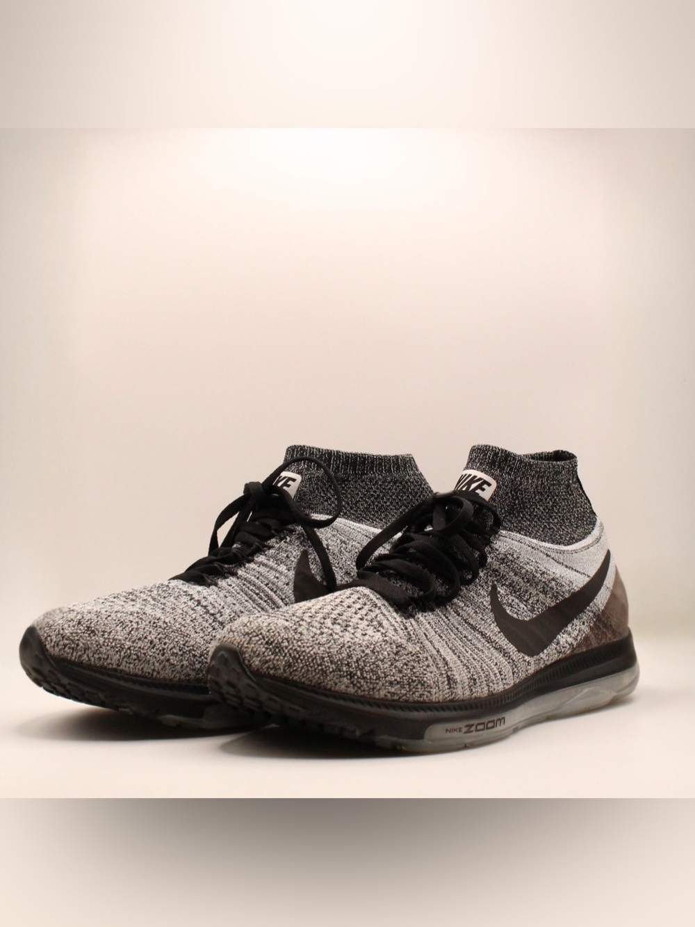 Nike Zoom ALL OUT Flyknit Running Shoes - Black ,White & Wolf Grey